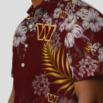 Washington Commanders Burgundy Hibiscus Hawaiian Shirt, NFL Tropical Floral Beach Shirt