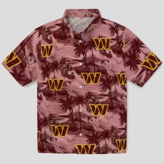 Washington Commanders Coastal Palms Hawaiian Shirt, Burgundy Tropical Summer Outfit