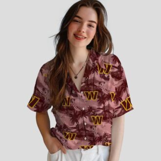 Washington Commanders Coastal Palms Hawaiian Shirt, Burgundy Tropical Summer Outfit