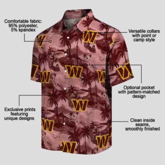 Washington Commanders Coastal Palms Hawaiian Shirt, Burgundy Tropical Summer Outfit
