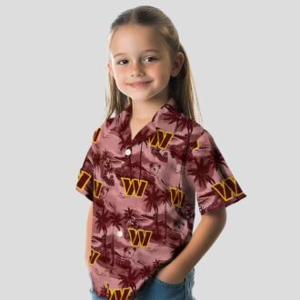 Washington Commanders Coastal Palms Hawaiian Shirt, Burgundy Tropical Summer Outfit