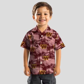 Washington Commanders Coastal Palms Hawaiian Shirt, Burgundy Tropical Summer Outfit