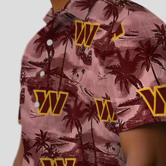 Washington Commanders Coastal Palms Hawaiian Shirt, Burgundy Tropical Summer Outfit