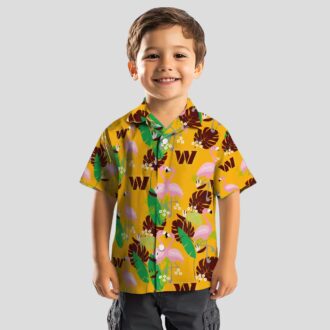 Washington Commanders Flamingo Foliage Hawaiian Shirt, Burgundy Green NFL Beach Shirt for Fans