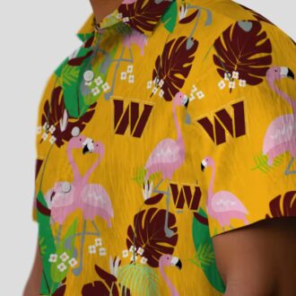 Washington Commanders Flamingo Foliage Hawaiian Shirt, Burgundy Green NFL Beach Shirt for Fans