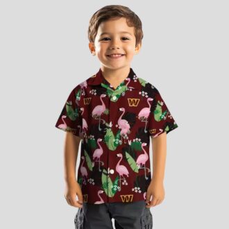 Washington Commanders Flamingo Hawaiian Shirt, Burgundy Tropical Leaf Print for Summer & Vacation