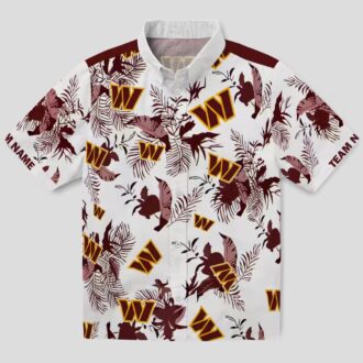 Washington Commanders Floral Aloha Shirt, Burgundy White Hawaiian Summer Vacation Wear
