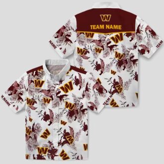 Washington Commanders Floral Aloha Shirt, Burgundy White Hawaiian Summer Vacation Wear