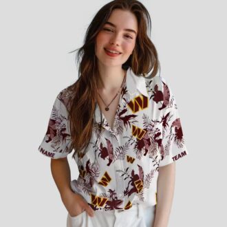 Washington Commanders Floral Aloha Shirt, Burgundy White Hawaiian Summer Vacation Wear