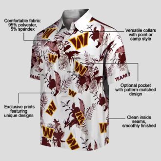 Washington Commanders Floral Aloha Shirt, Burgundy White Hawaiian Summer Vacation Wear