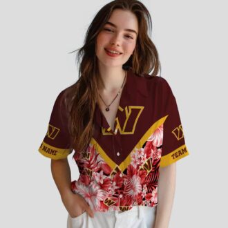 Washington Commanders Floral Chevron Hawaiian Shirt - Custom Burgundy Aloha Styles