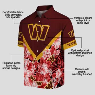 Washington Commanders Floral Chevron Hawaiian Shirt - Custom Burgundy Aloha Styles