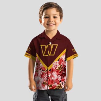 Washington Commanders Floral Chevron Hawaiian Shirt - Custom Burgundy Aloha Styles