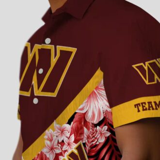 Washington Commanders Floral Chevron Hawaiian Shirt - Custom Burgundy Aloha Styles