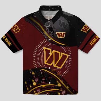 Washington Commanders Football Wave Hawaiian Shirt, NFL Black & Burgundy Tropical Beach Shirt