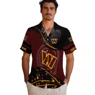 Washington Commanders Football Wave Hawaiian Shirt, NFL Black & Burgundy Tropical Beach Shirt