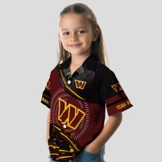 Washington Commanders Football Wave Hawaiian Shirt, NFL Black & Burgundy Tropical Beach Shirt