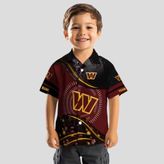 Washington Commanders Football Wave Hawaiian Shirt, NFL Black & Burgundy Tropical Beach Shirt