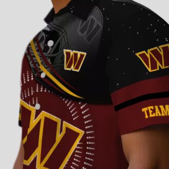 Washington Commanders Football Wave Hawaiian Shirt, NFL Black & Burgundy Tropical Beach Shirt