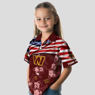 Washington Commanders Game Day Hawaiian Shirt, US Flag Hibiscus Burgundy NFL Fan Gear