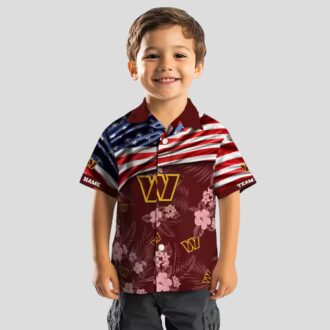 Washington Commanders Game Day Hawaiian Shirt, US Flag Hibiscus Burgundy NFL Fan Gear