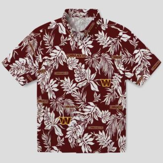 Washington Commanders Hawaiian Shirt, Tropical Leaf Burgundy & White NFL Summer Outfit