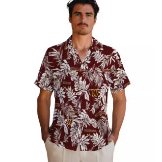 Washington Commanders Hawaiian Shirt, Tropical Leaf Burgundy & White NFL Summer Outfit