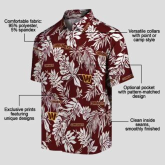 Washington Commanders Hawaiian Shirt, Tropical Leaf Burgundy & White NFL Summer Outfit