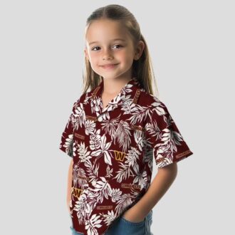 Washington Commanders Hawaiian Shirt, Tropical Leaf Burgundy & White NFL Summer Outfit