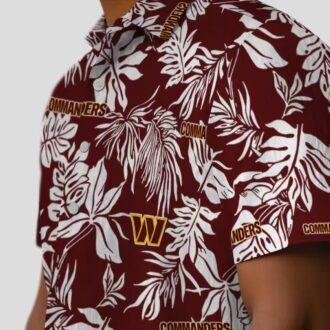 Washington Commanders Hawaiian Shirt, Tropical Leaf Burgundy & White NFL Summer Outfit