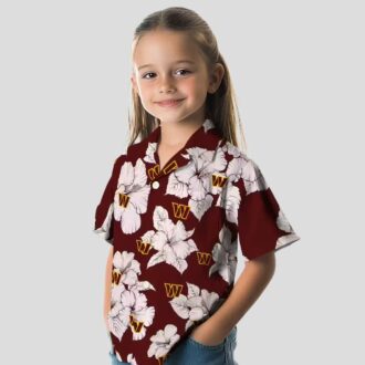 Washington Commanders Hibiscus Blooms Hawaiian Shirt, Burgundy White Aloha Button Up Shirt
