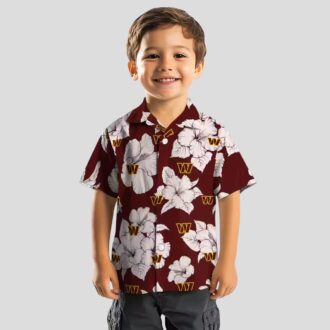 Washington Commanders Hibiscus Blooms Hawaiian Shirt, Burgundy White Aloha Button Up Shirt