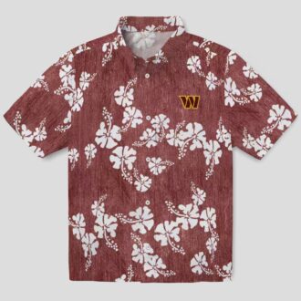 Washington Commanders Hibiscus Clusters Hawaiian Shirt, Burgundy Floral Beach Outfit for Fans