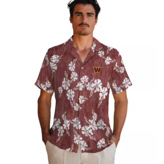 Washington Commanders Hibiscus Clusters Hawaiian Shirt, Burgundy Floral Beach Outfit for Fans