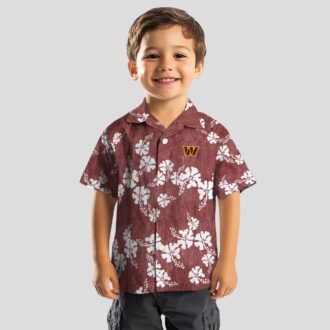 Washington Commanders Hibiscus Clusters Hawaiian Shirt, Burgundy Floral Beach Outfit for Fans