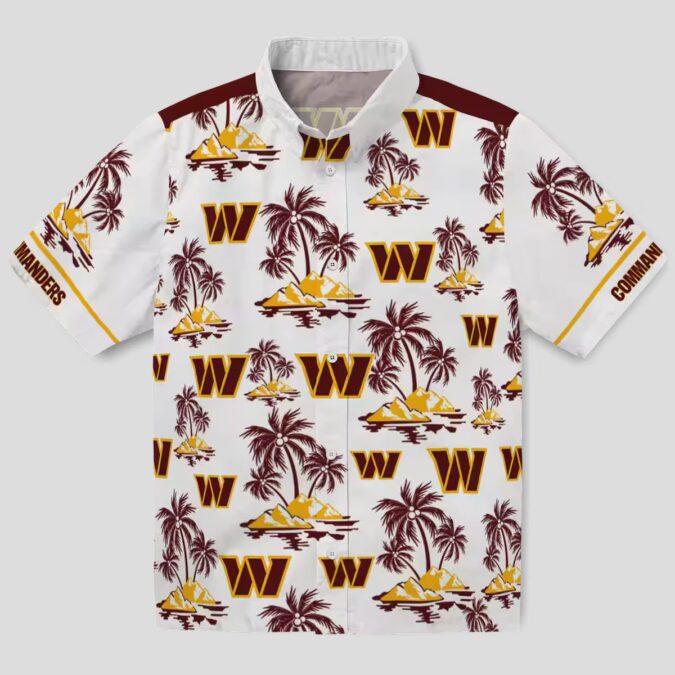 Washington Commanders NFL Hawaiian Shirt, Burgundy White Palm Island Floral Summer Shirt