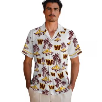 Washington Commanders NFL Hawaiian Shirt, Burgundy White Palm Island Floral Summer Shirt