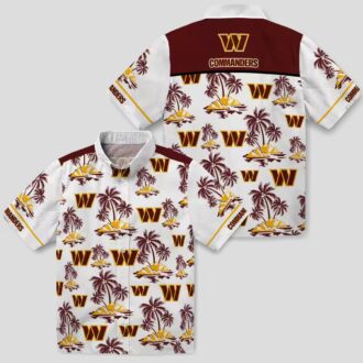 Washington Commanders NFL Hawaiian Shirt, Burgundy White Palm Island Floral Summer Shirt