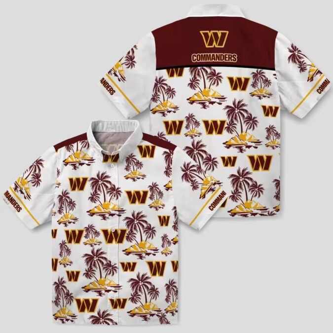 Washington Commanders NFL Hawaiian Shirt, Burgundy White Palm Island Floral Summer Shirt