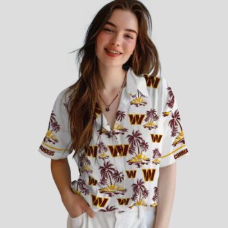 Washington Commanders NFL Hawaiian Shirt, Burgundy White Palm Island Floral Summer Shirt