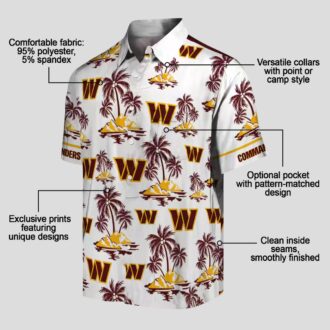 Washington Commanders NFL Hawaiian Shirt, Burgundy White Palm Island Floral Summer Shirt