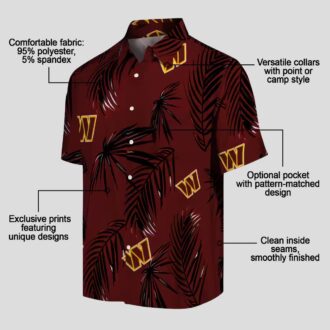 Washington Commanders NFL Palm Leaf Hawaiian Shirt, Tropical Burgundy Summer Wear