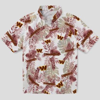Washington Commanders NFL Tropical Leaf Hawaiian Shirt, Burgundy & White Summer Vacation Apparel