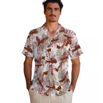 Washington Commanders NFL Tropical Leaf Hawaiian Shirt, Burgundy & White Summer Vacation Apparel