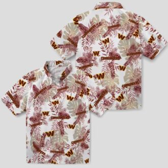 Washington Commanders NFL Tropical Leaf Hawaiian Shirt, Burgundy & White Summer Vacation Apparel