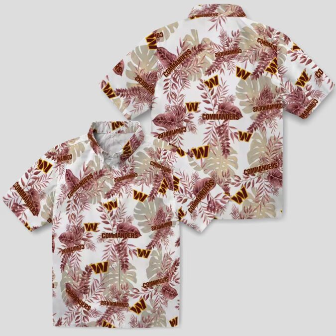 Washington Commanders NFL Tropical Leaf Hawaiian Shirt, Burgundy & White Summer Vacation Apparel