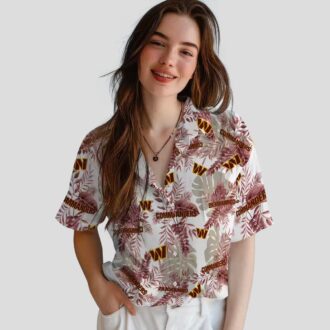 Washington Commanders NFL Tropical Leaf Hawaiian Shirt, Burgundy & White Summer Vacation Apparel