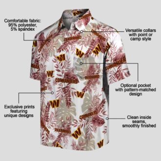 Washington Commanders NFL Tropical Leaf Hawaiian Shirt, Burgundy & White Summer Vacation Apparel