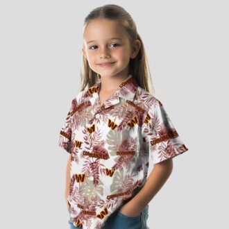 Washington Commanders NFL Tropical Leaf Hawaiian Shirt, Burgundy & White Summer Vacation Apparel