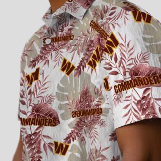 Washington Commanders NFL Tropical Leaf Hawaiian Shirt, Burgundy & White Summer Vacation Apparel